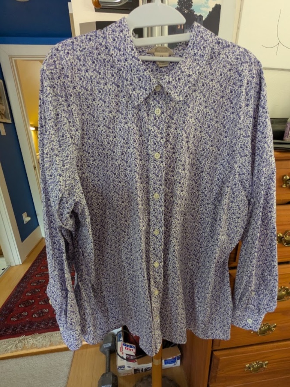 Duluth Trading Company Purple Floral Print Blouse, Woman's 1x